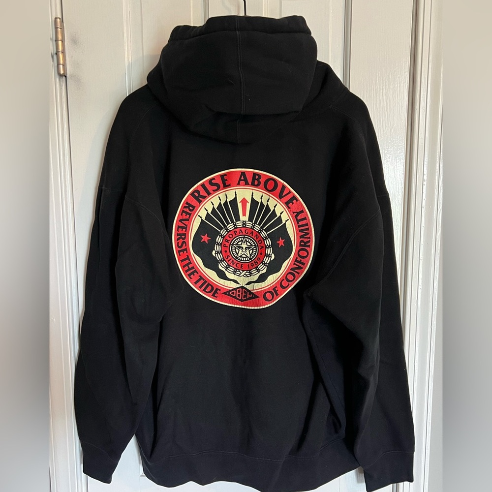 Men’s OBEY zip up hoodie, size XL, heavyweight